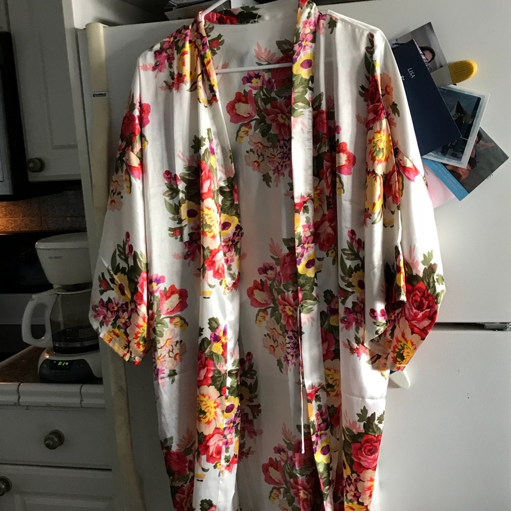 Floral silk robe